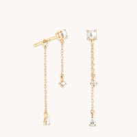 Diamond & Pearl Chain Studs in Solid Gold