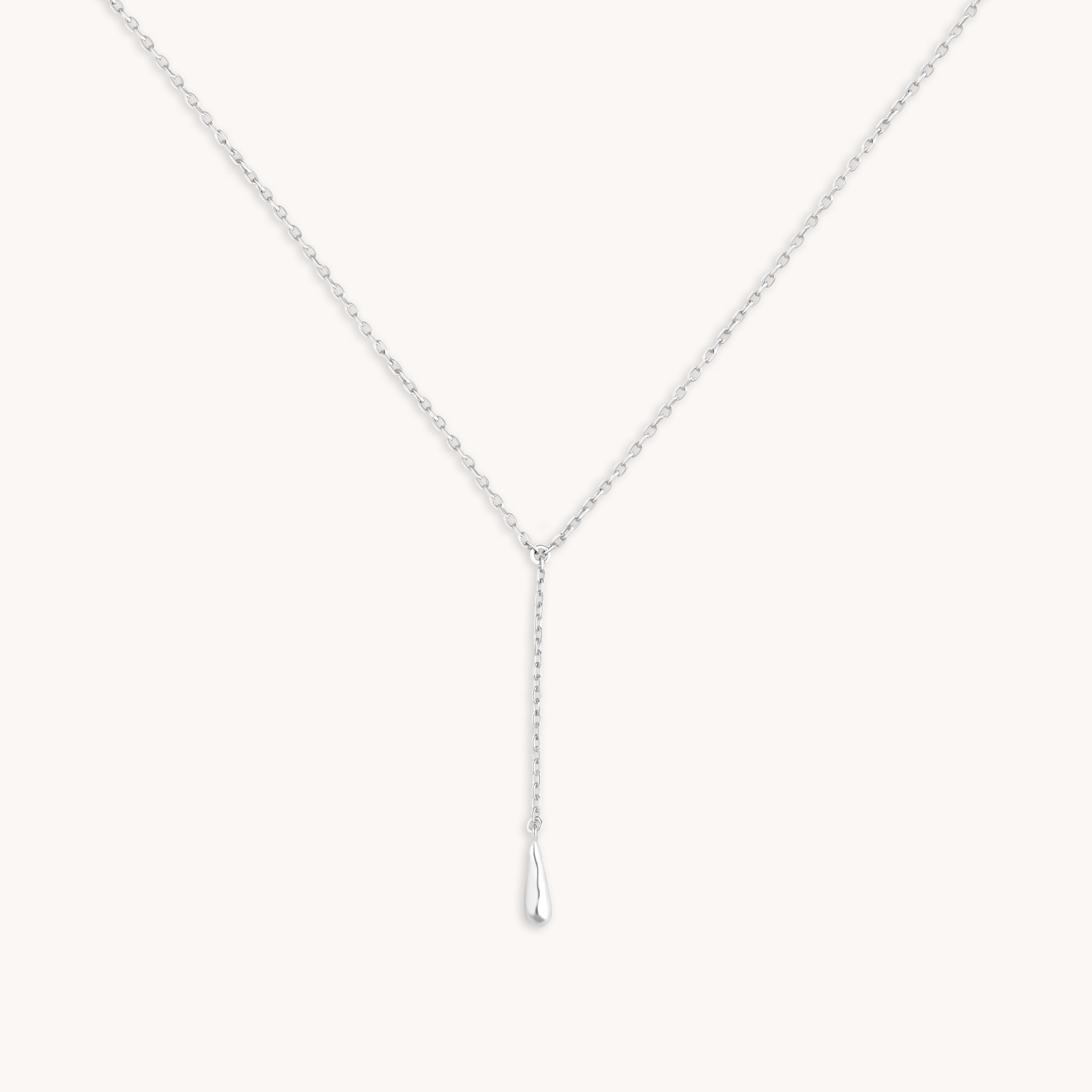 Molten Charm Lariat Necklace in Silver