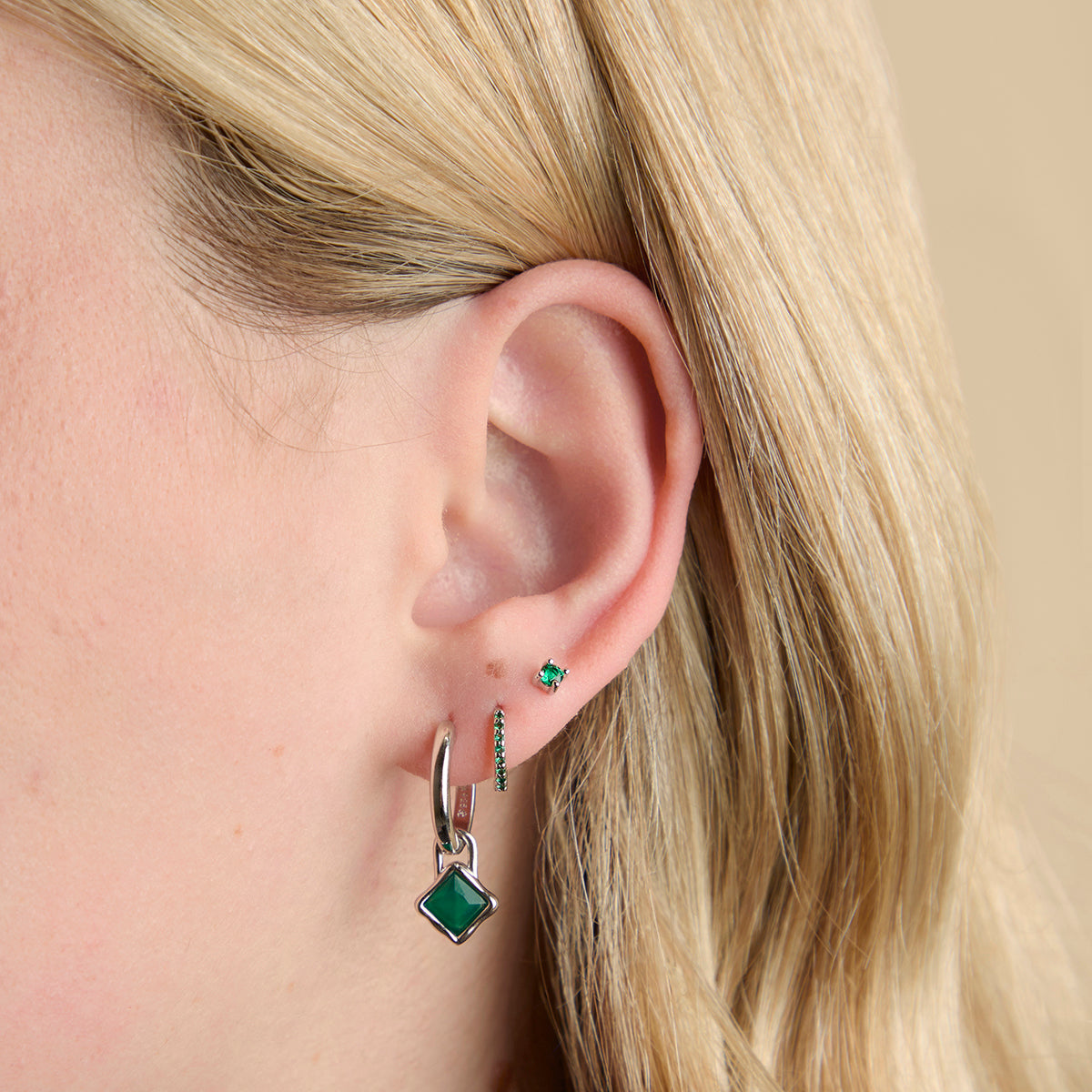 Green Agate May Clip Charm in Silver