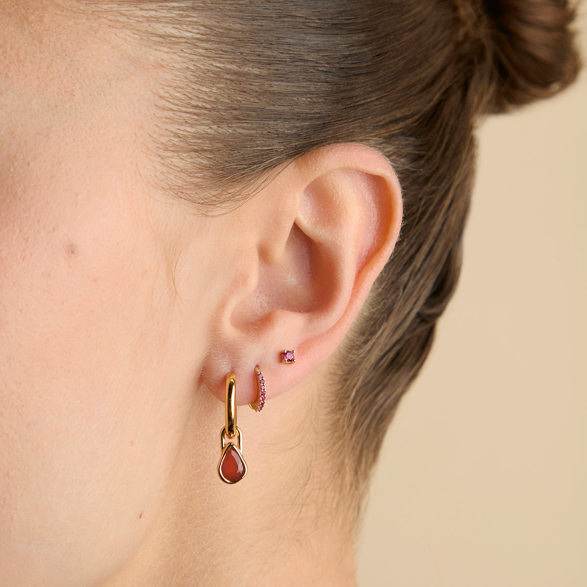Red Chalcedony July Clip Charm in Gold