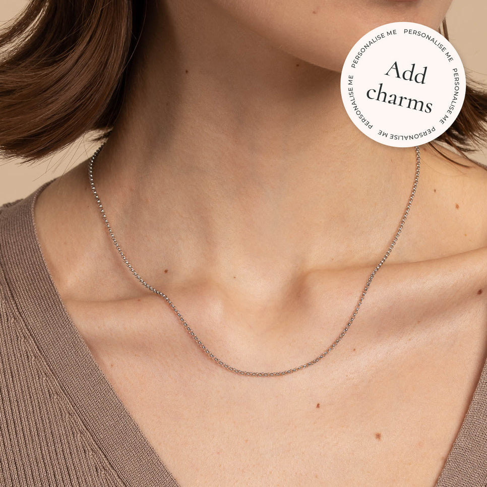 Charm Compatible Necklaces & Bracelets - Chelsea Chain Necklace in Solid White Gold - - Astrid & Miyu