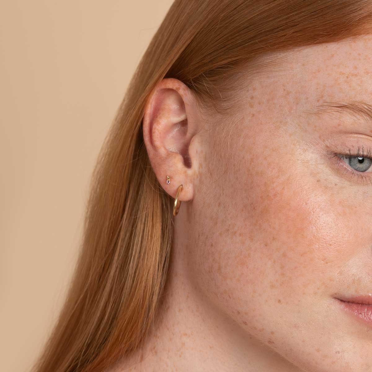 February Amethyst Birthstone Earrings in Solid Gold