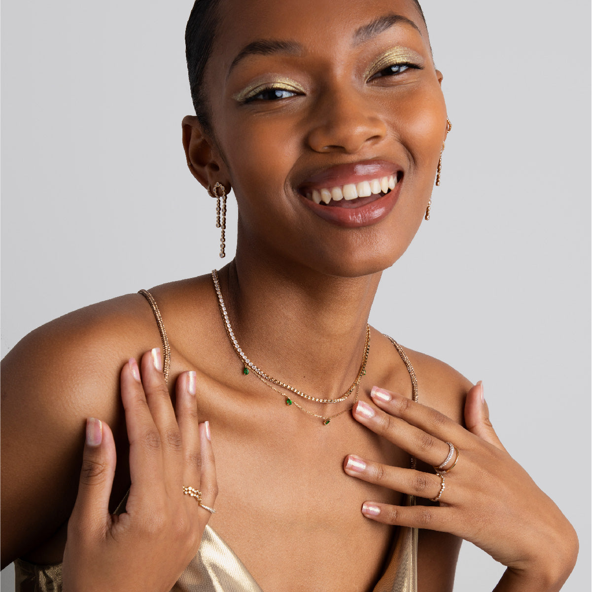 Gleam Crystal Drop Studs in Gold