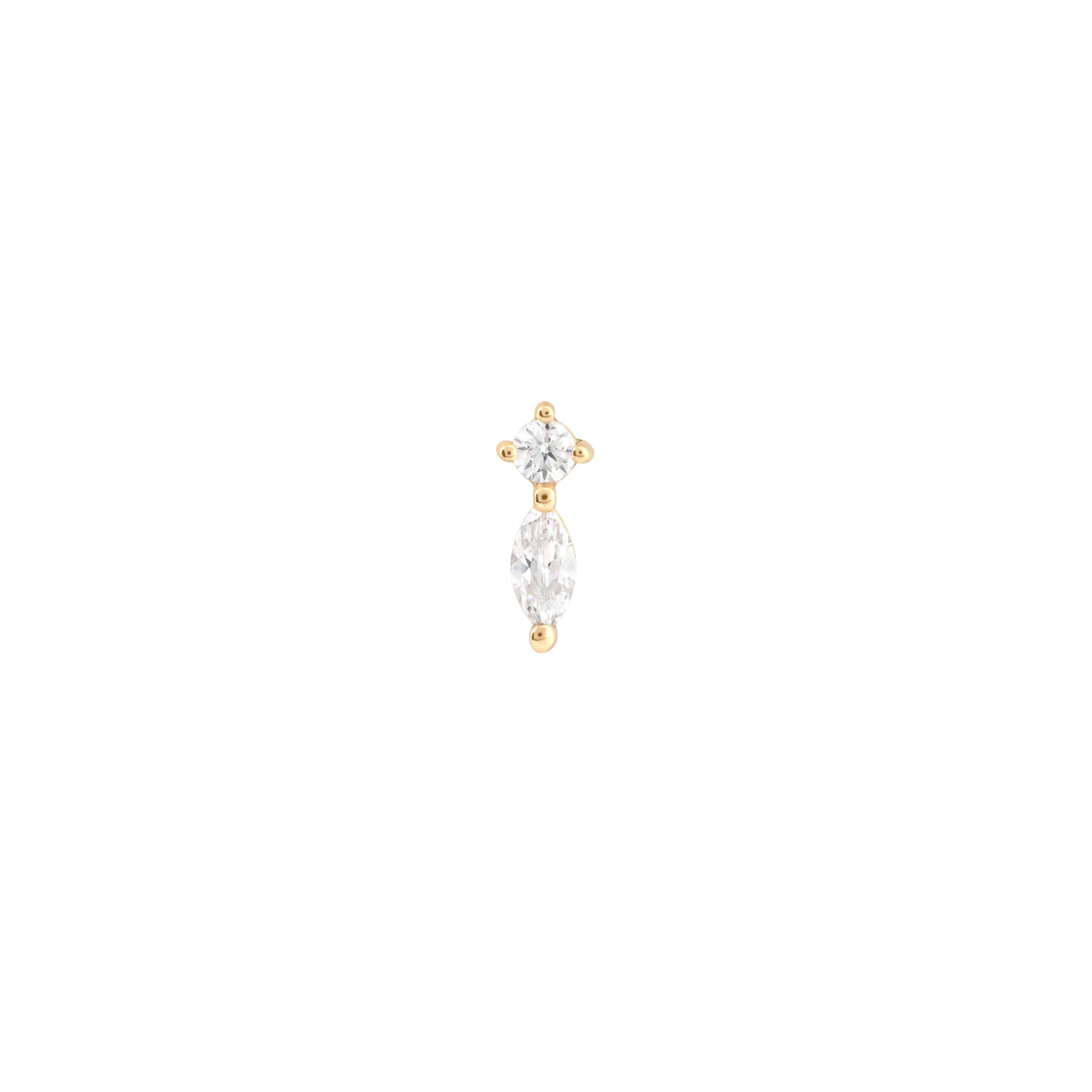 Topaz Teardrop Piercing Stud in Solid Gold