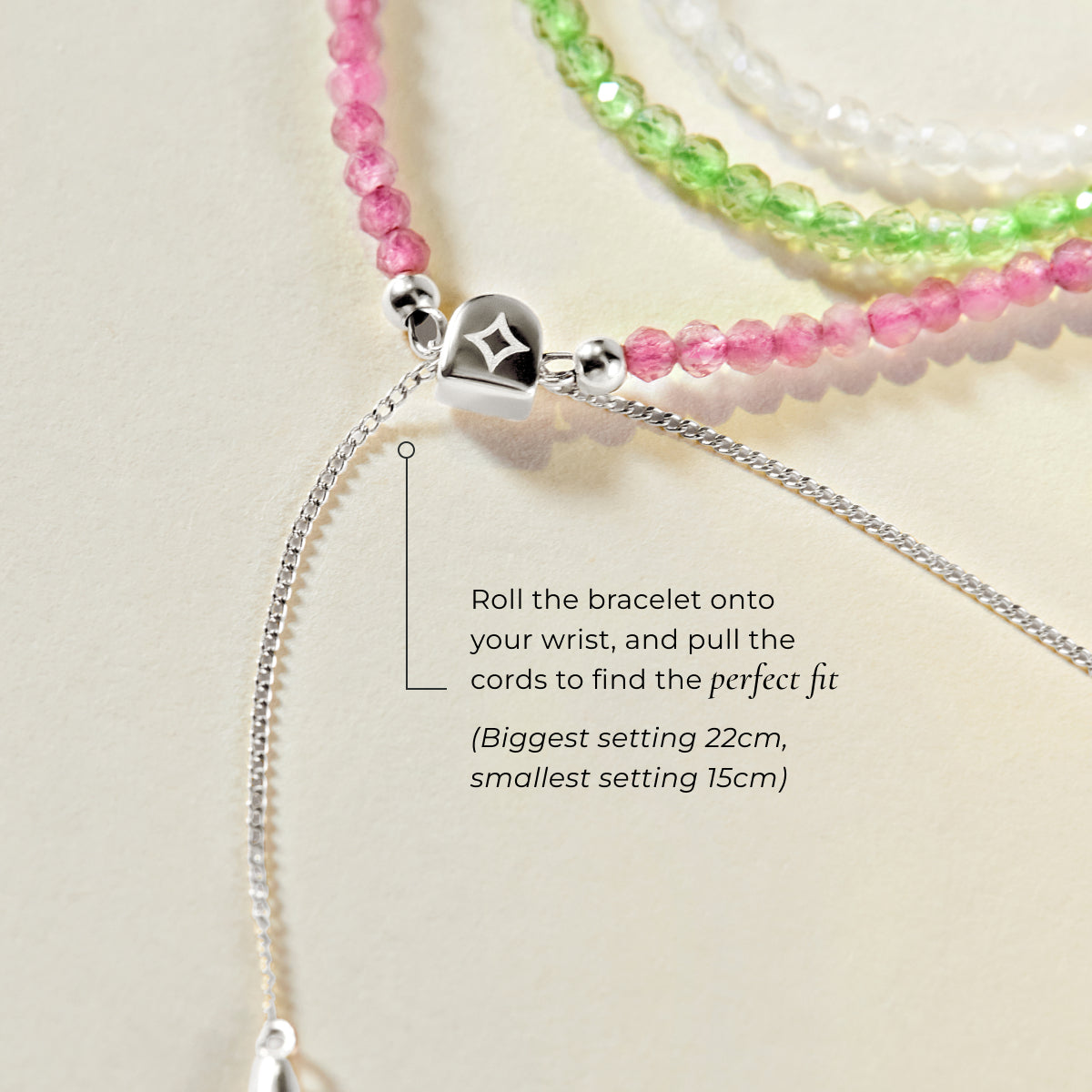 Peridot August Beaded Bracelet in Solid White Gold