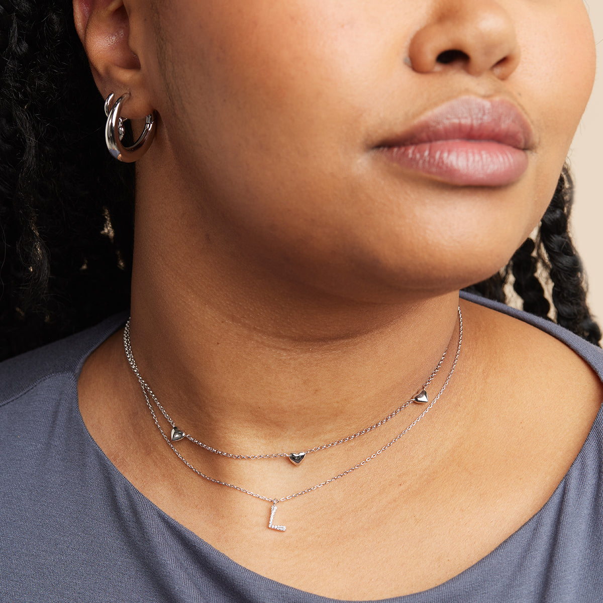 Heart Charm Necklace in Silver