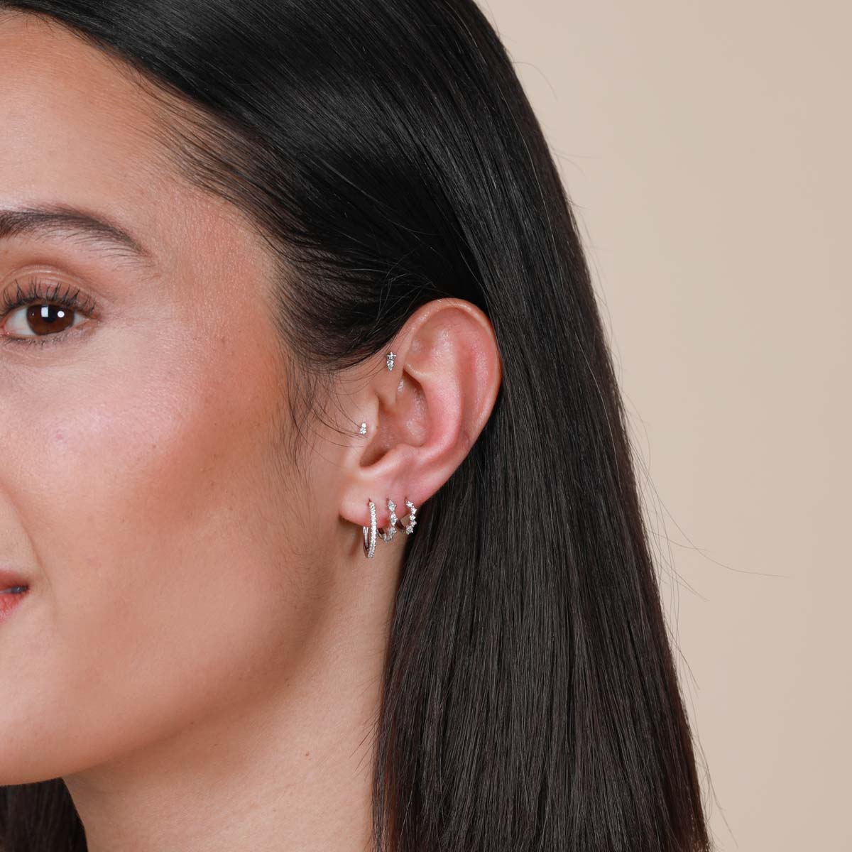 Jewelled Hoop in Silver