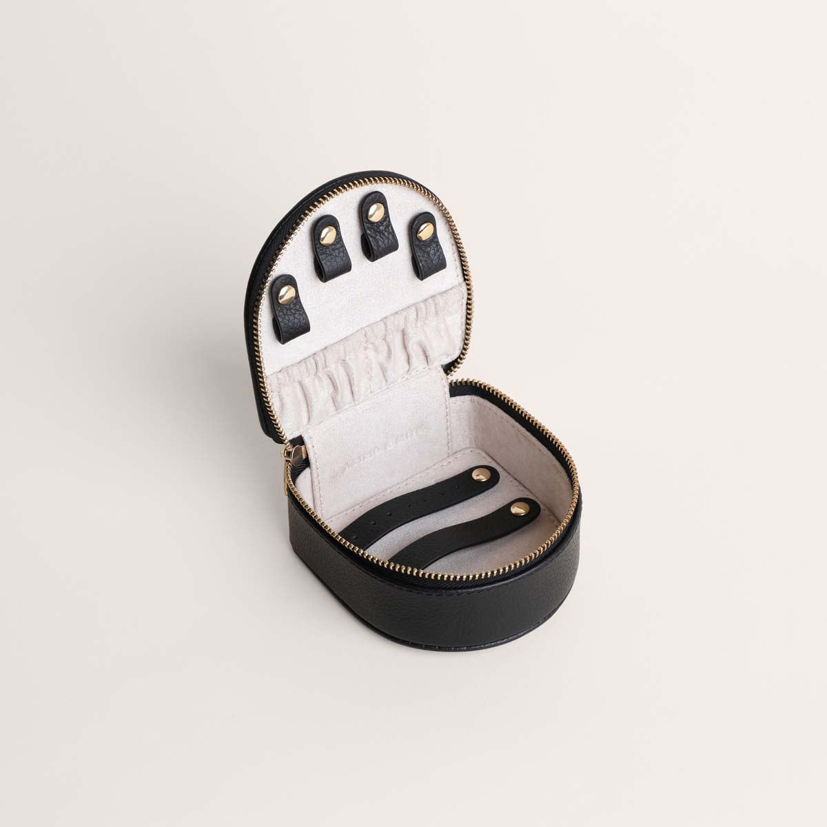 Leather Travel Jewellery Box in Black