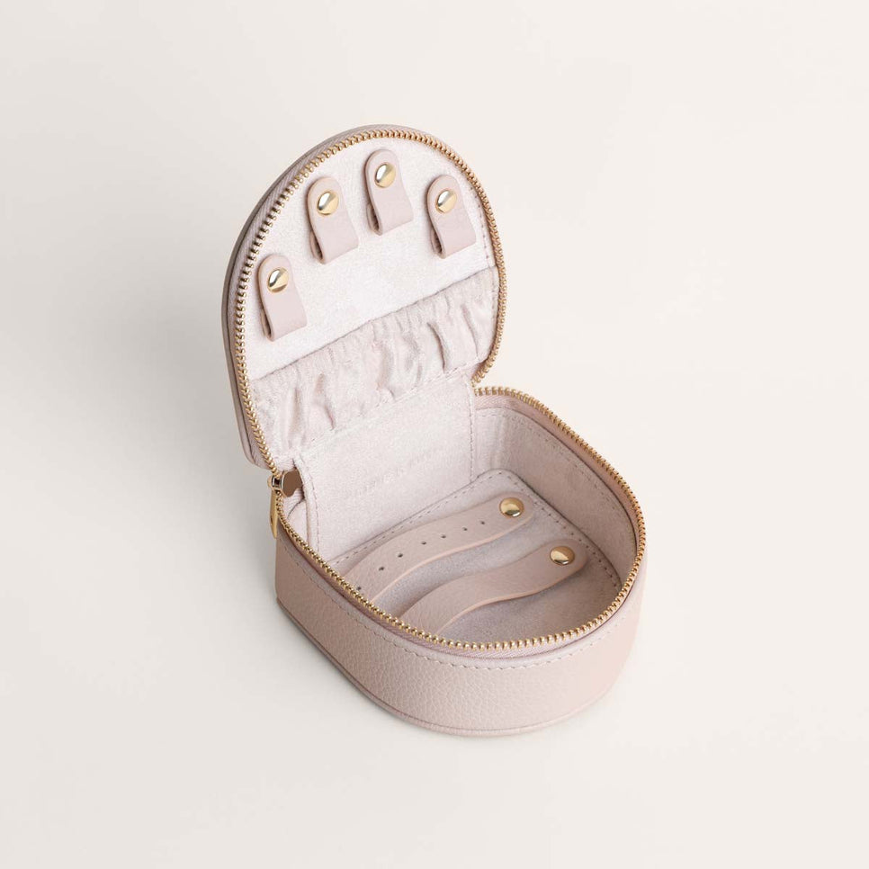 Leather Travel Jewellery Box in Fawn Sand