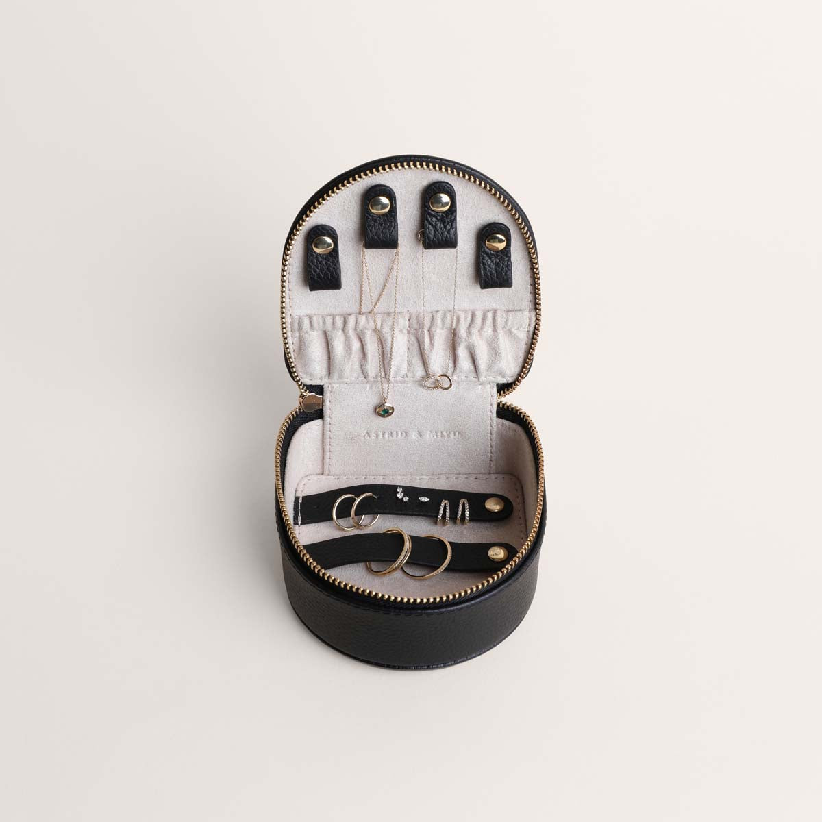 Leather Travel Jewellery Box in Black