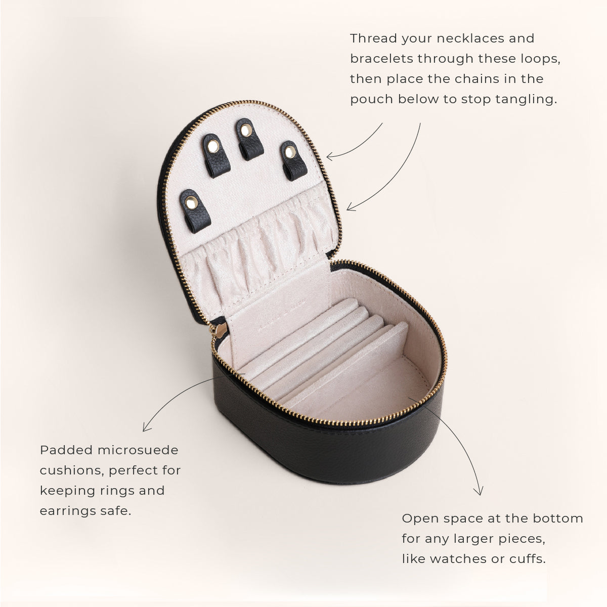 Leather Jewellery Box in Black