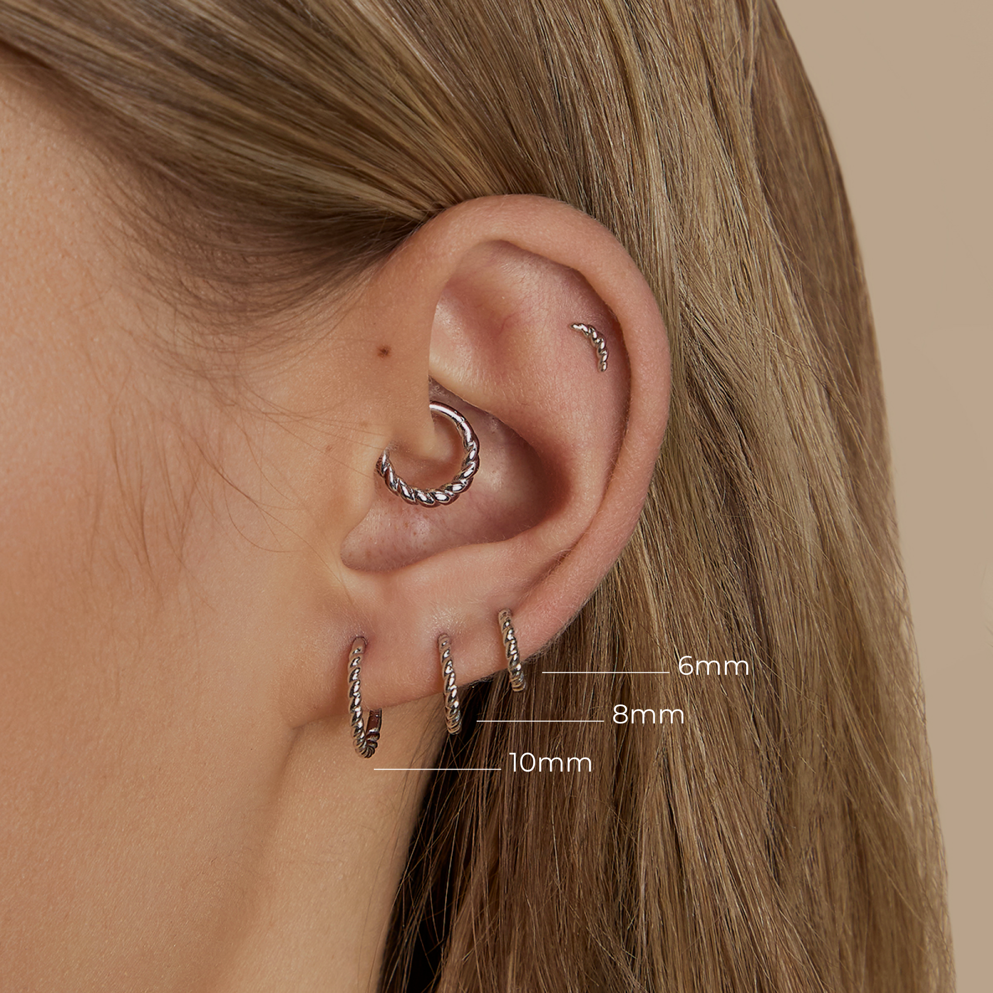 Twisted Rope Seamless Hoop in Solid White Gold