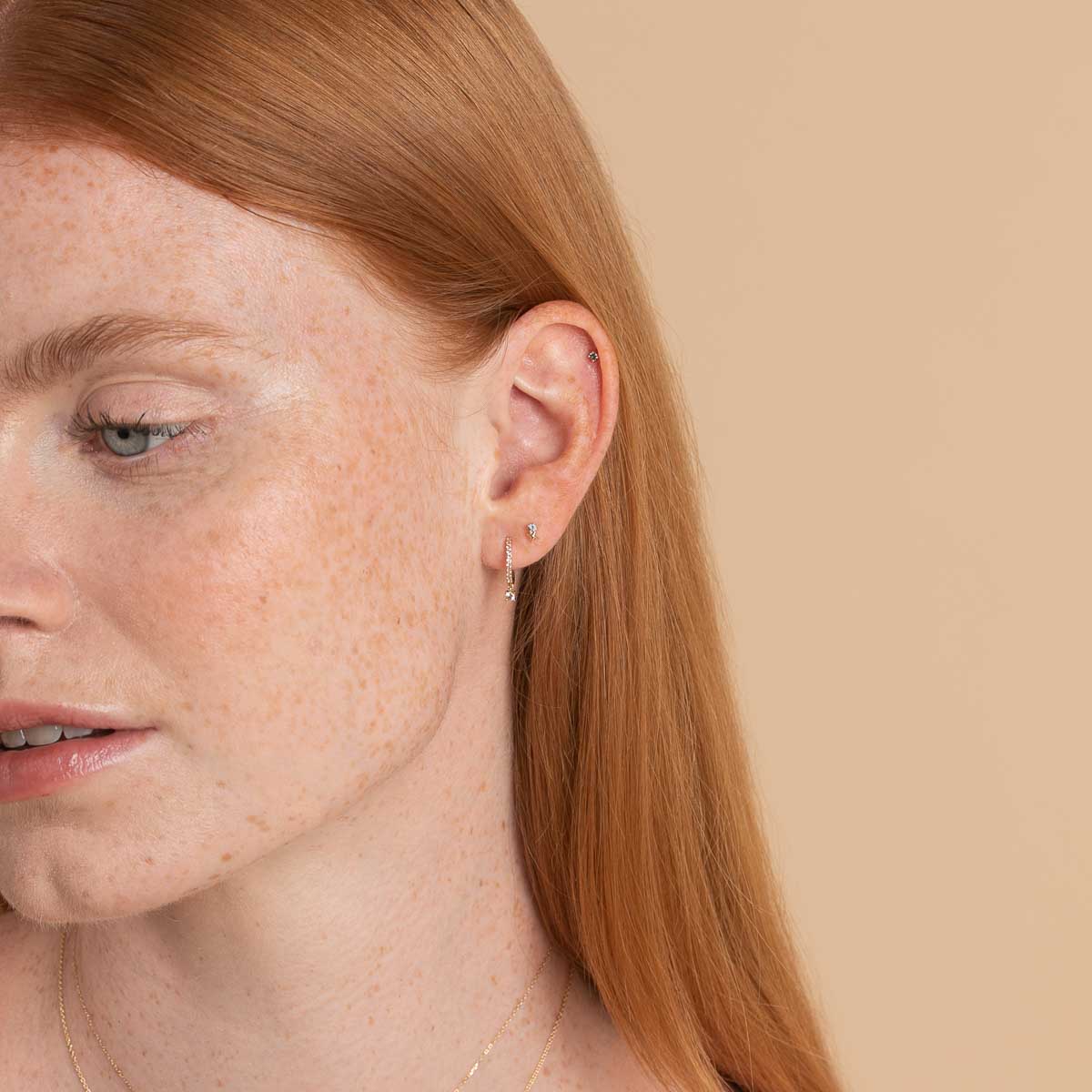 March Aquamarine Birthstone Earrings in Solid Gold