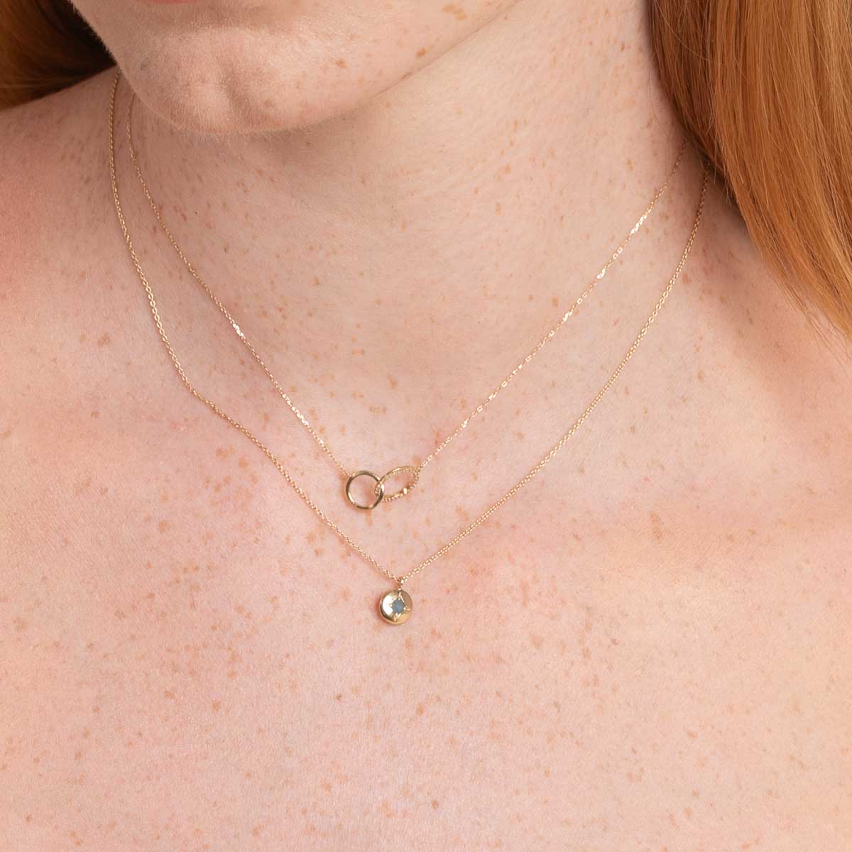 Birthstone Jewellery - March Aquamarine Birthstone Necklace in Solid Gold - Pendant Necklace - Astrid & Miyu