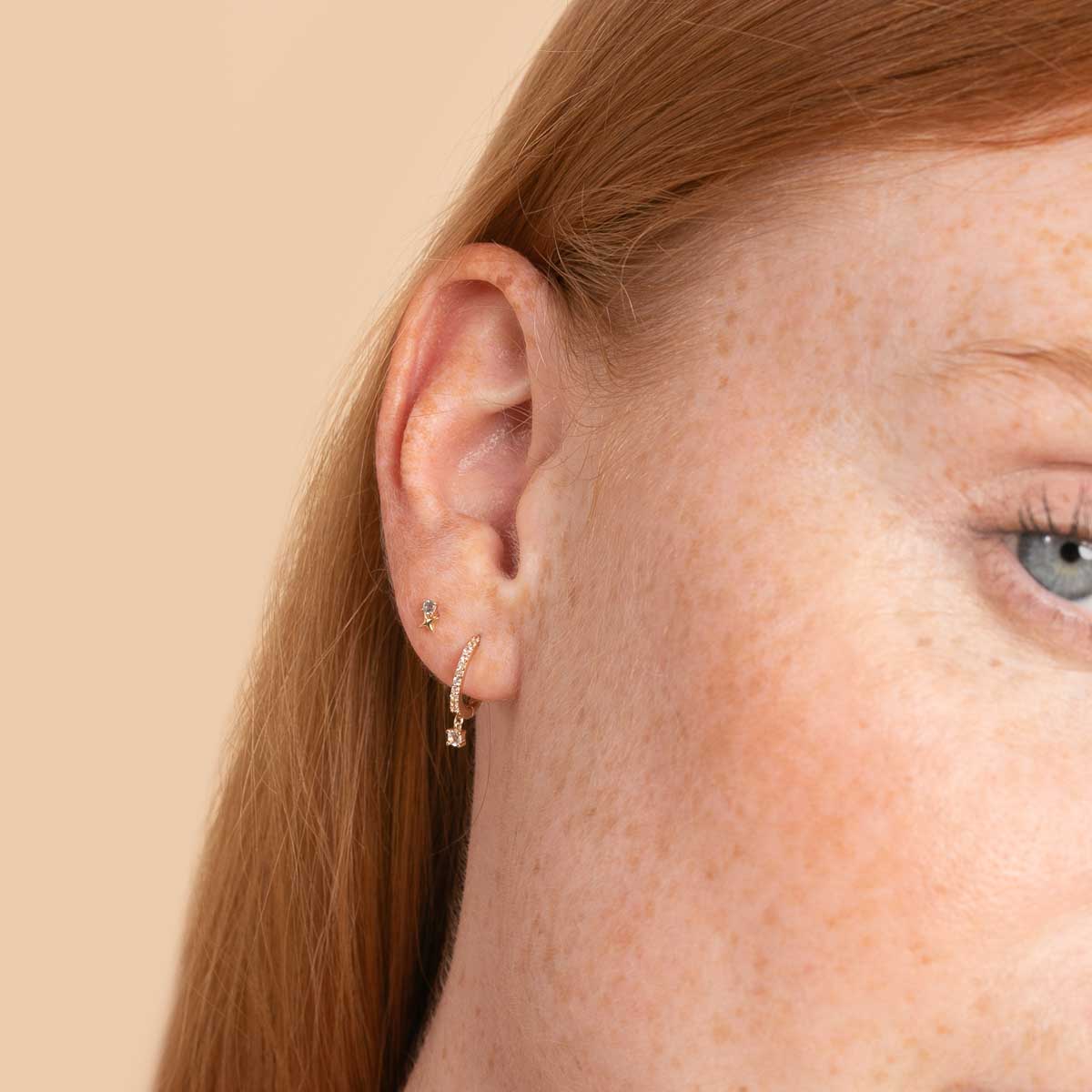 March Aquamarine Birthstone Earrings in Solid Gold