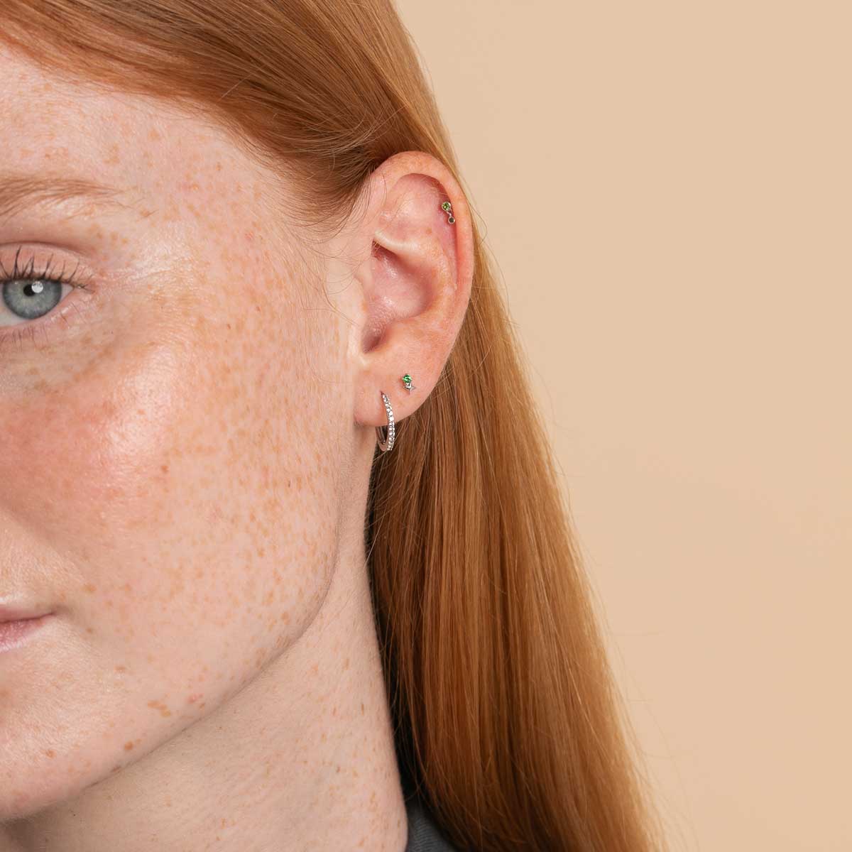 May Tsavorite Birthstone Earrings in Solid White Gold