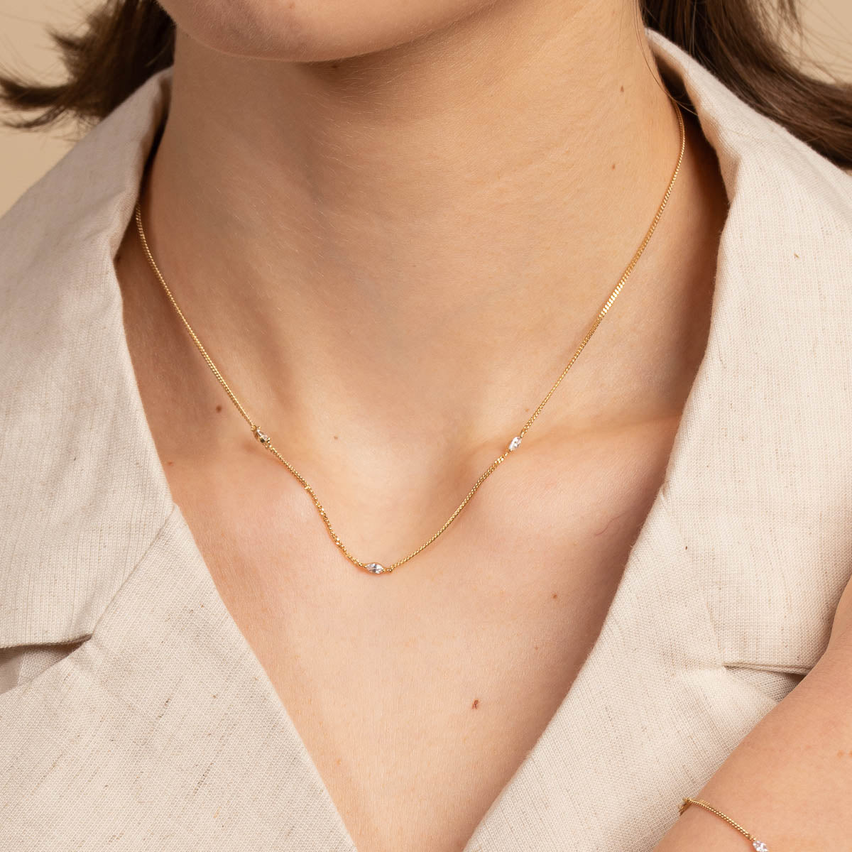 Navette Crystal Gift Set in Gold