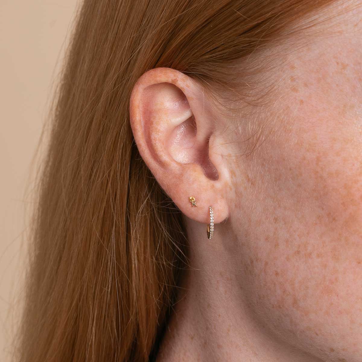 November Citrine Birthstone Earrings in Solid Gold