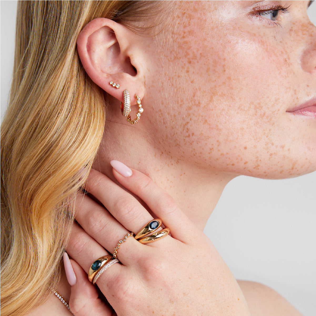 Gleam Crystal Hoops in Gold