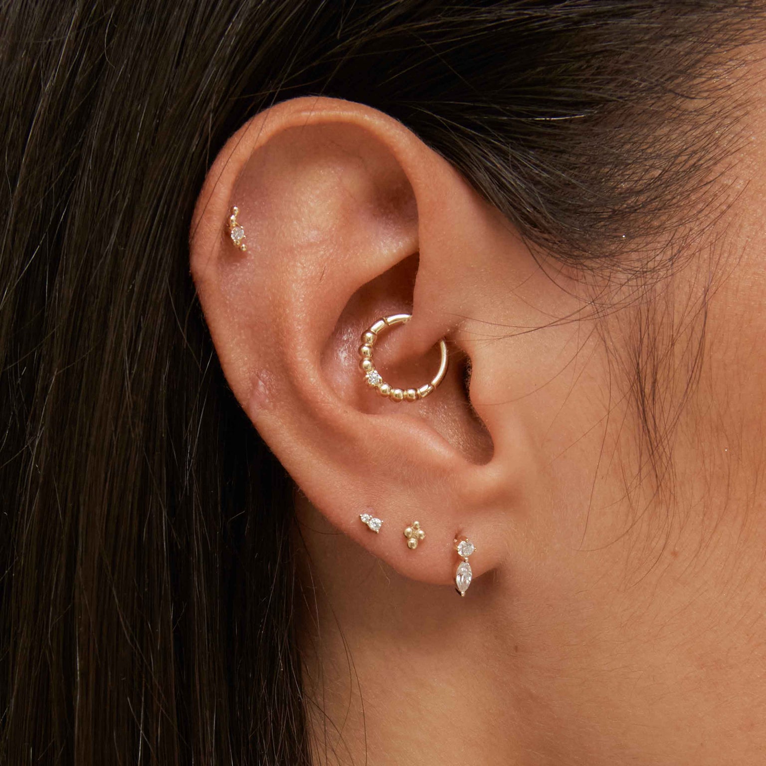 Topaz Teardrop Piercing Stud in Solid Gold
