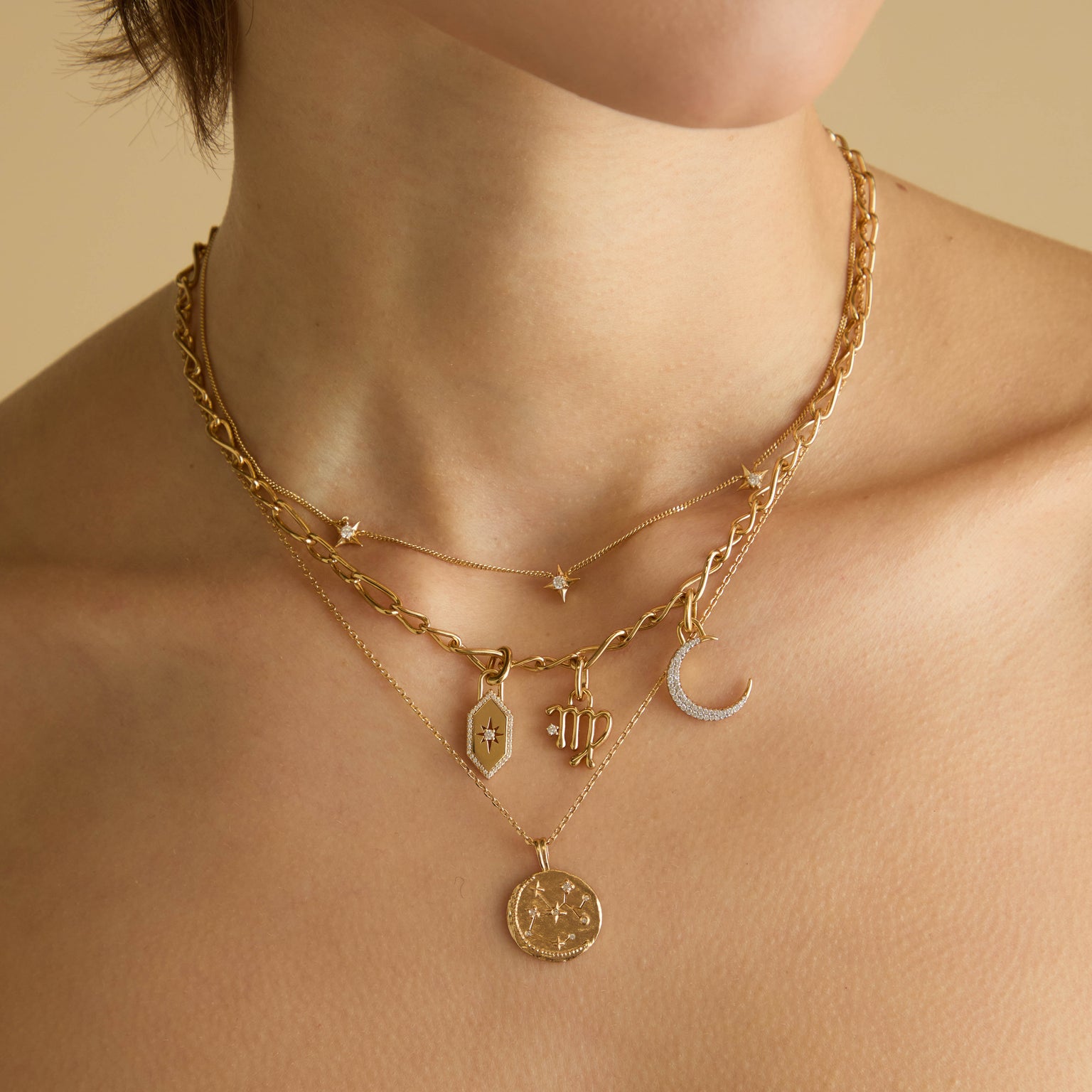Virgo Zodiac Clip Charm in Gold