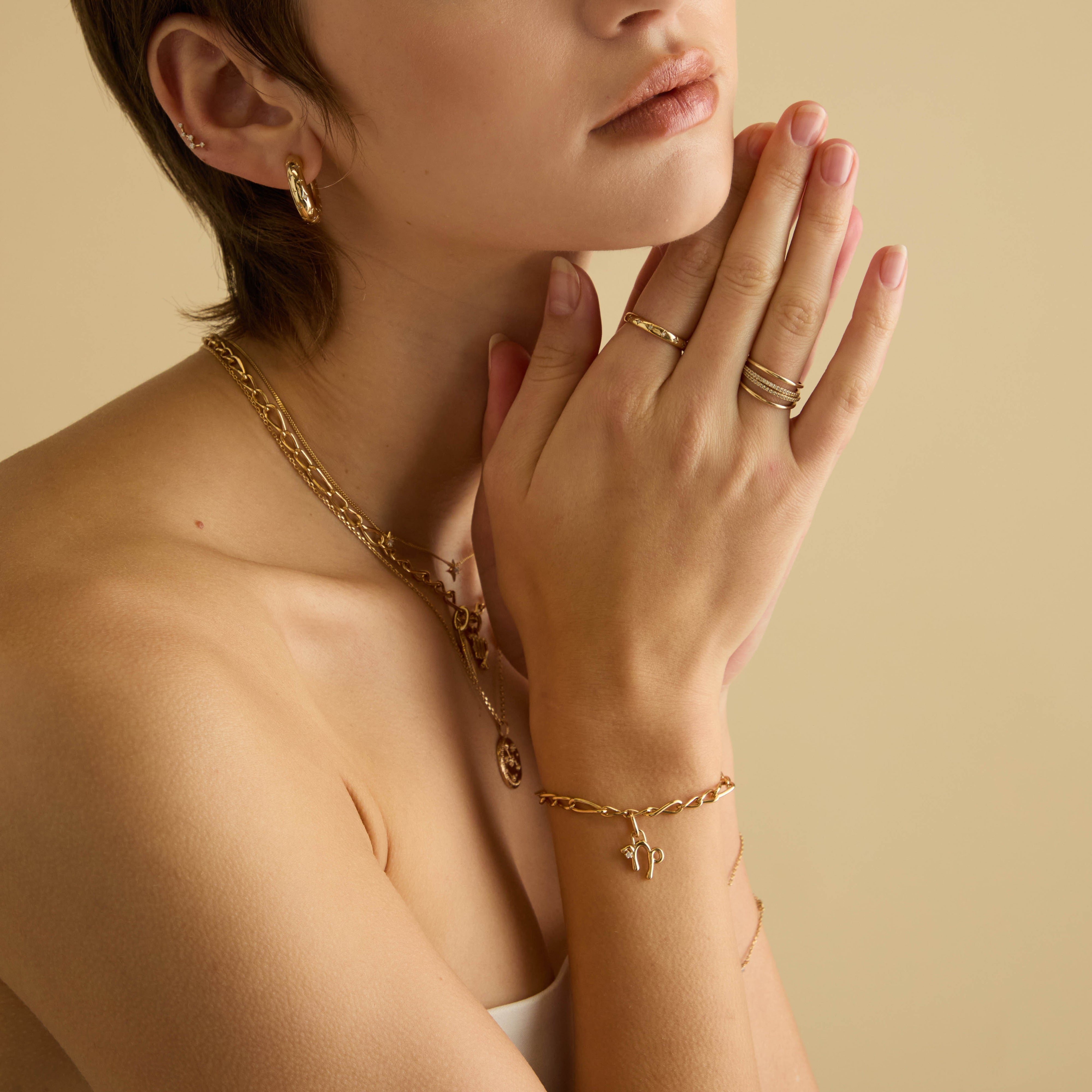 Capricorn Zodiac Clip Charm in Gold