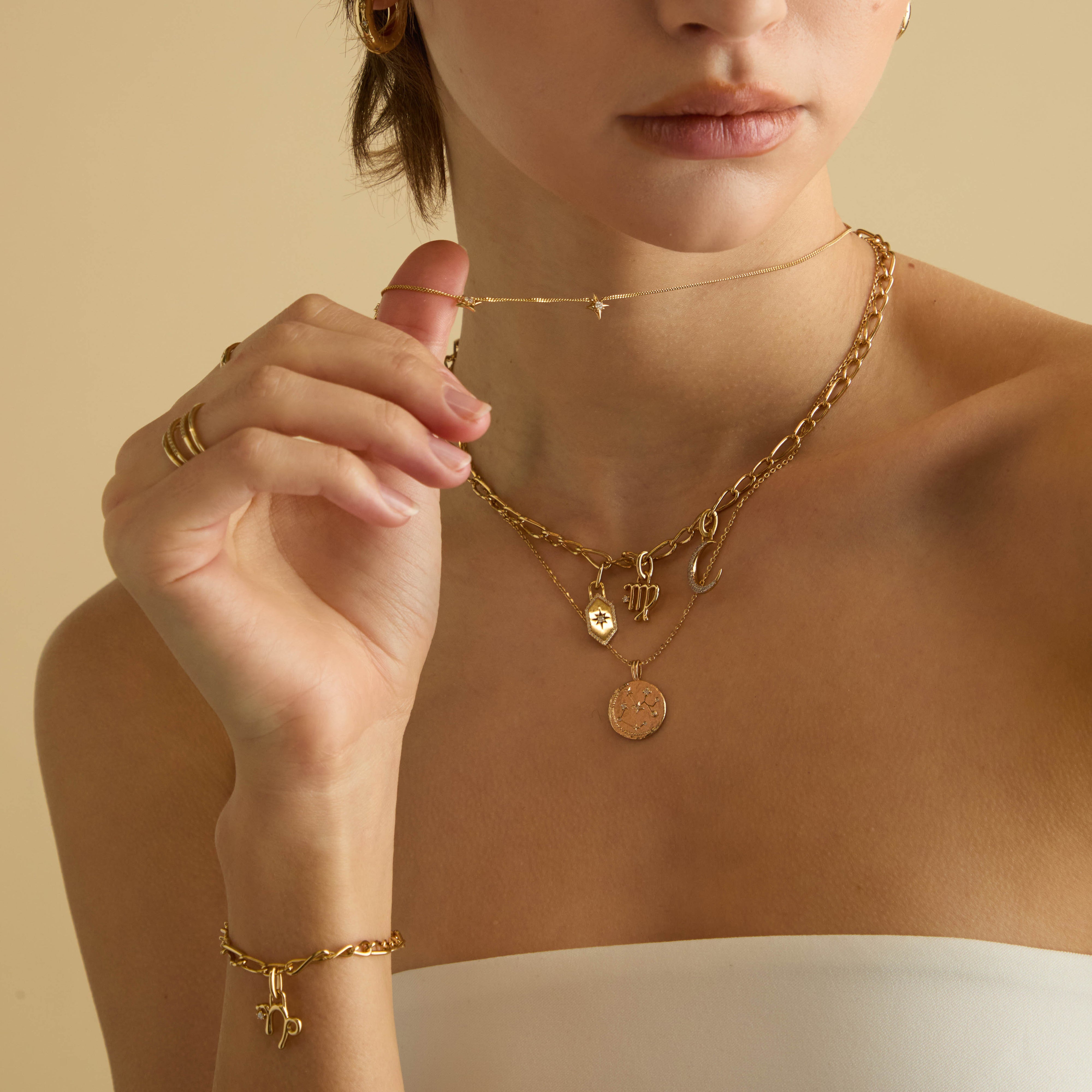 Capricorn Zodiac Clip Charm in Gold