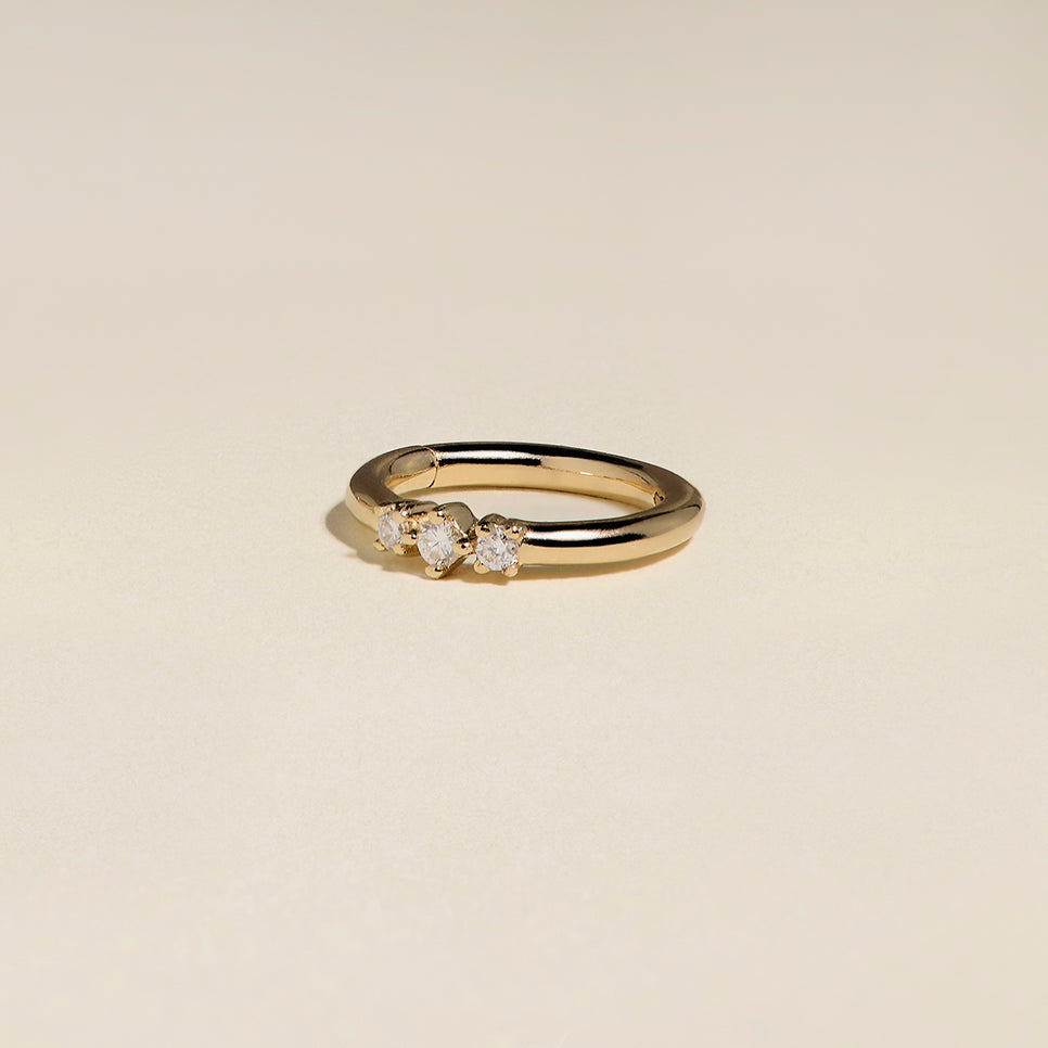 Diamond Triology Seamless Piercing Hoop in Solid Gold