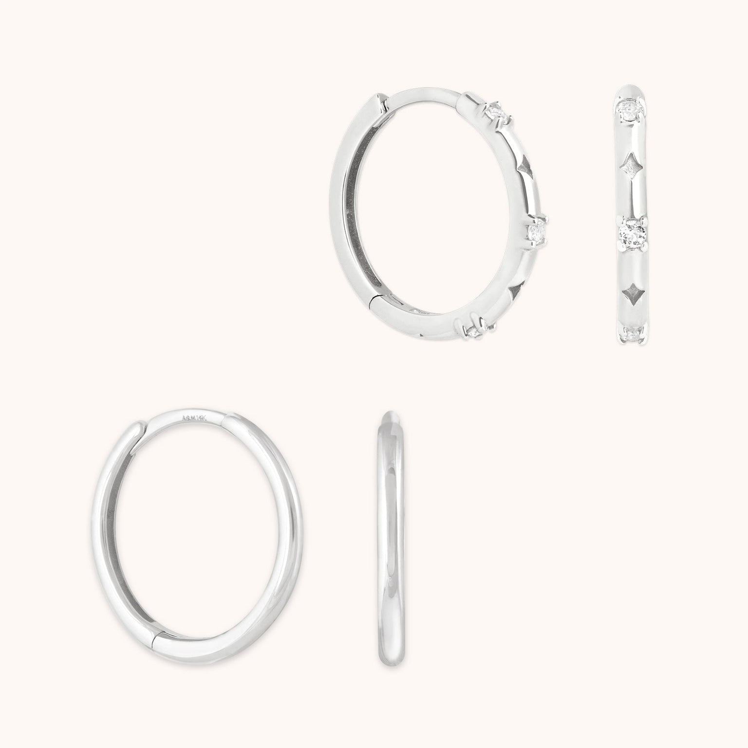 Cosmic Star Earring Gift Set in Solid White Gold