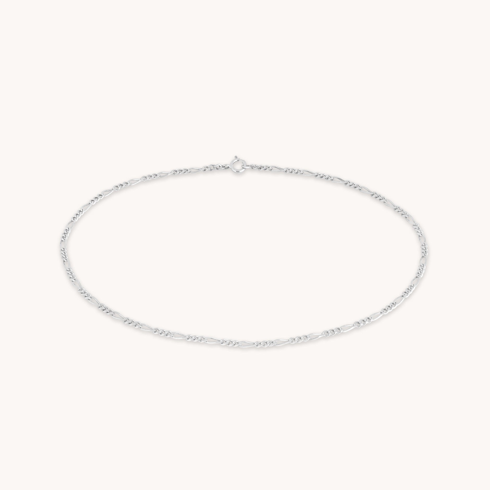 Soho Story Chain Anklet in Solid White Gold