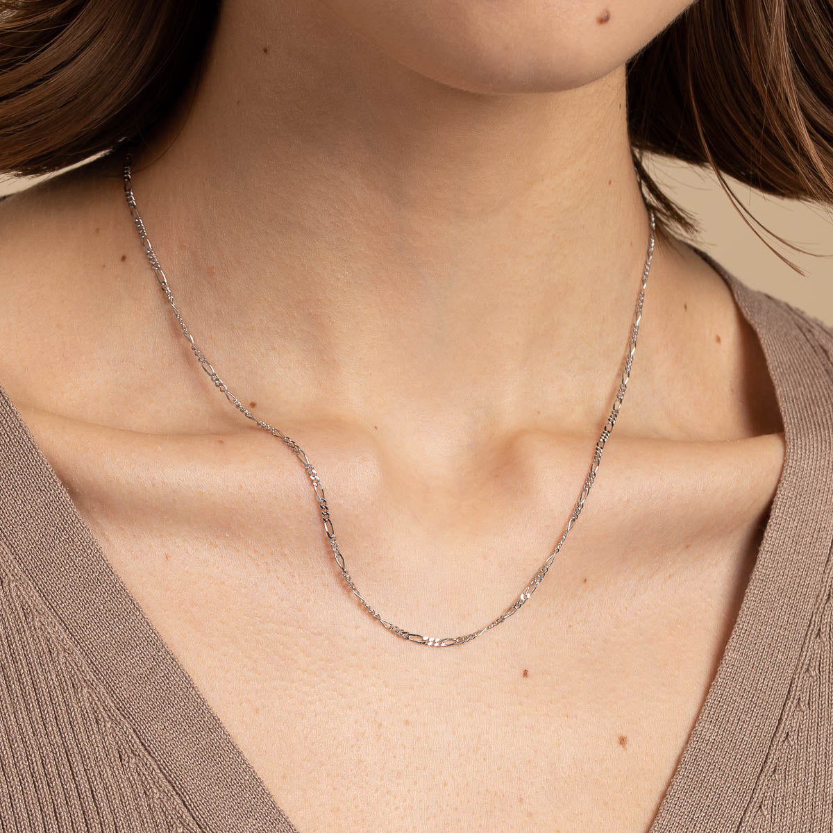 Soho Story Chain Necklace in Solid White Gold