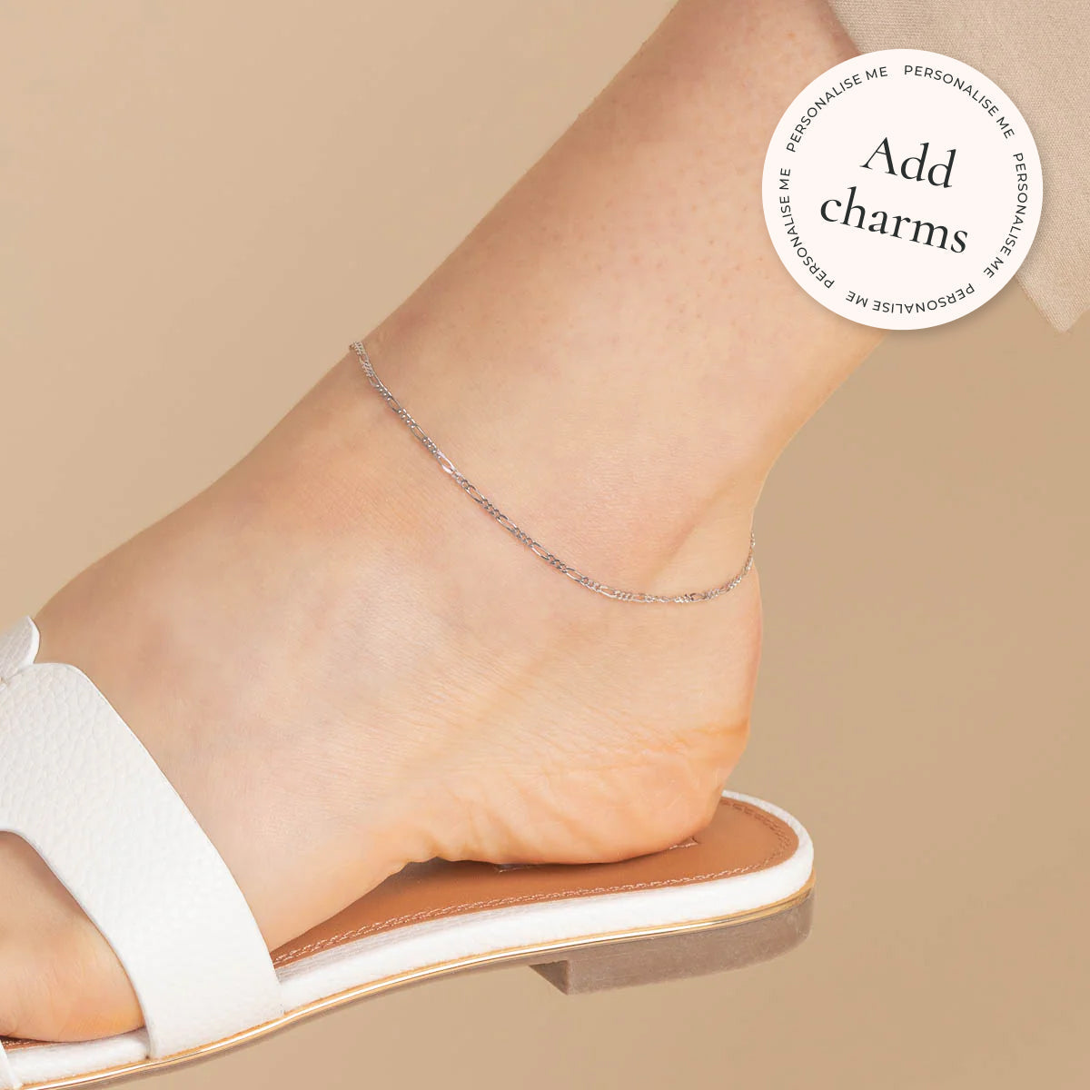 Soho Story Chain Anklet in Solid White Gold - Bespoke - Astrid & Miyu