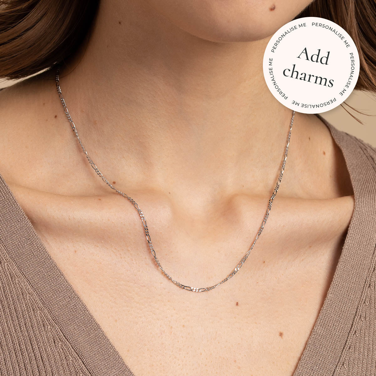 Soho Story Chain Necklace in Solid White Gold