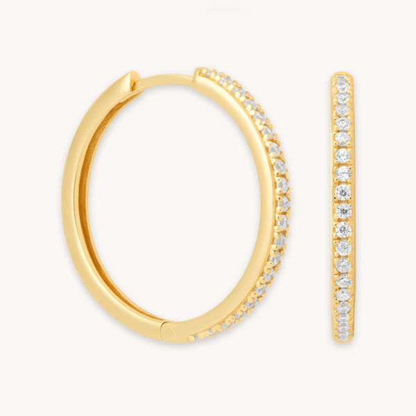 Crystal Hinge Large Hoops in Gold