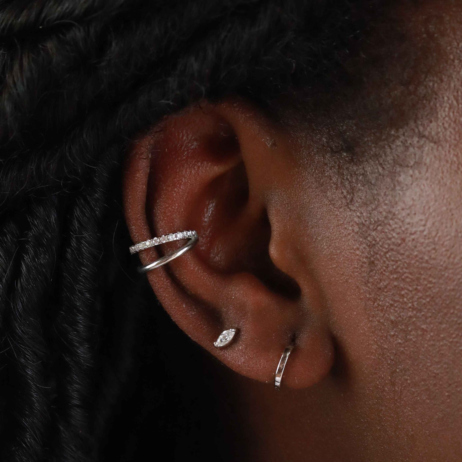 Core Collection SS23 - Navette Gem Stud Earrings in Silver - Stud Earrings - Astrid & Miyu