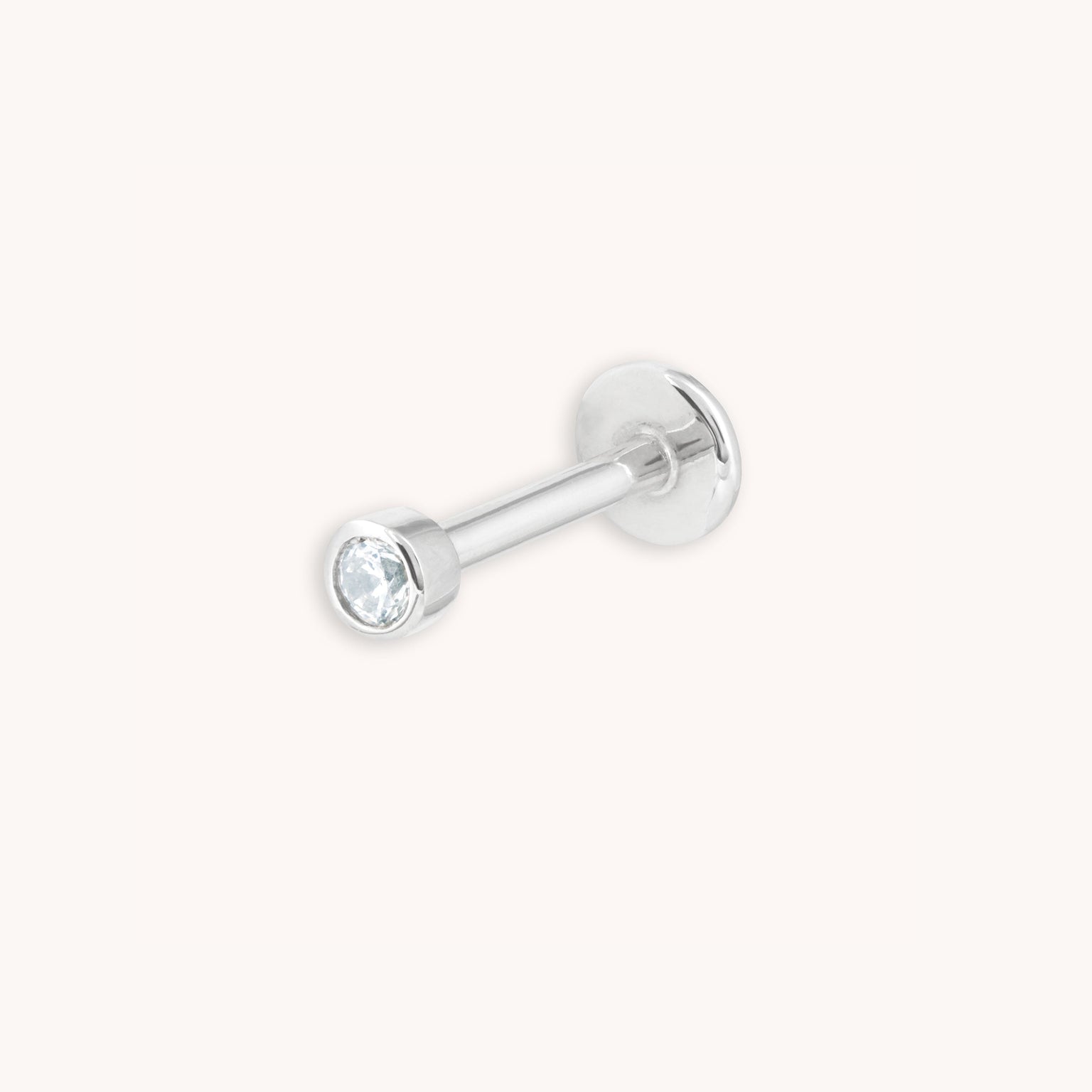 Aquamarine Gem Piercing Stud in Solid White Gold