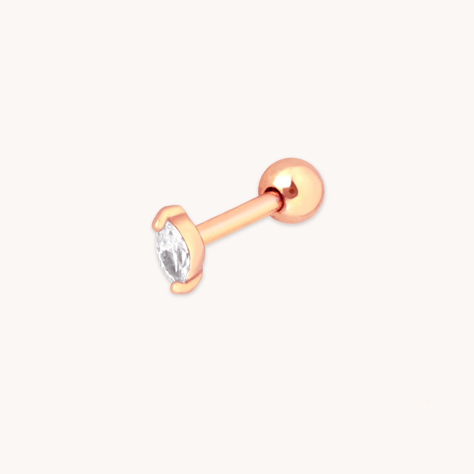Navette Crystal Barbell in Rose Gold