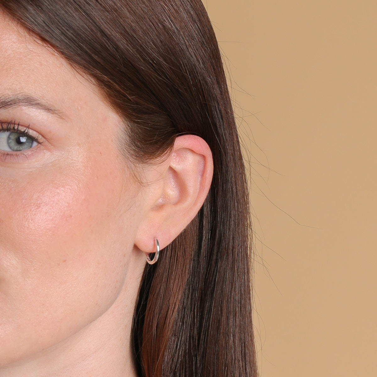 Essential 11.5mm Hoop in Silver worn