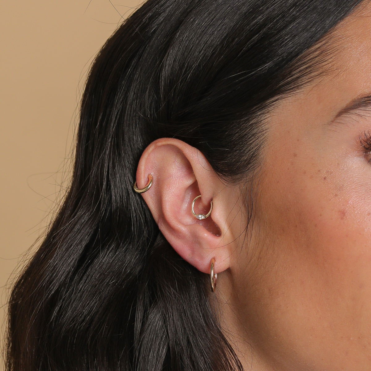 Essential 8mm Hoop in Gold worn
