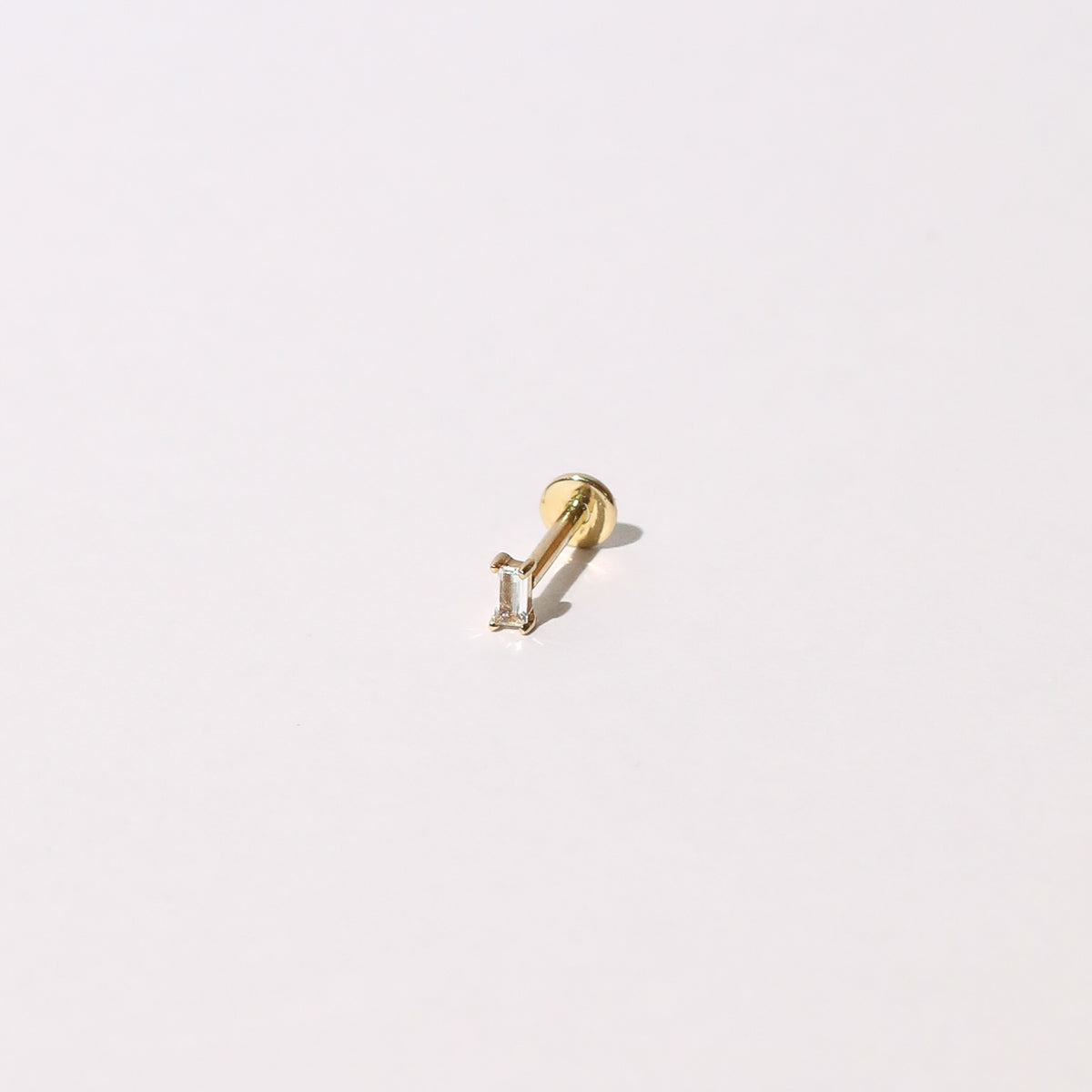 Baguette Piercing Stud 6mm in Solid Gold Flat Lay