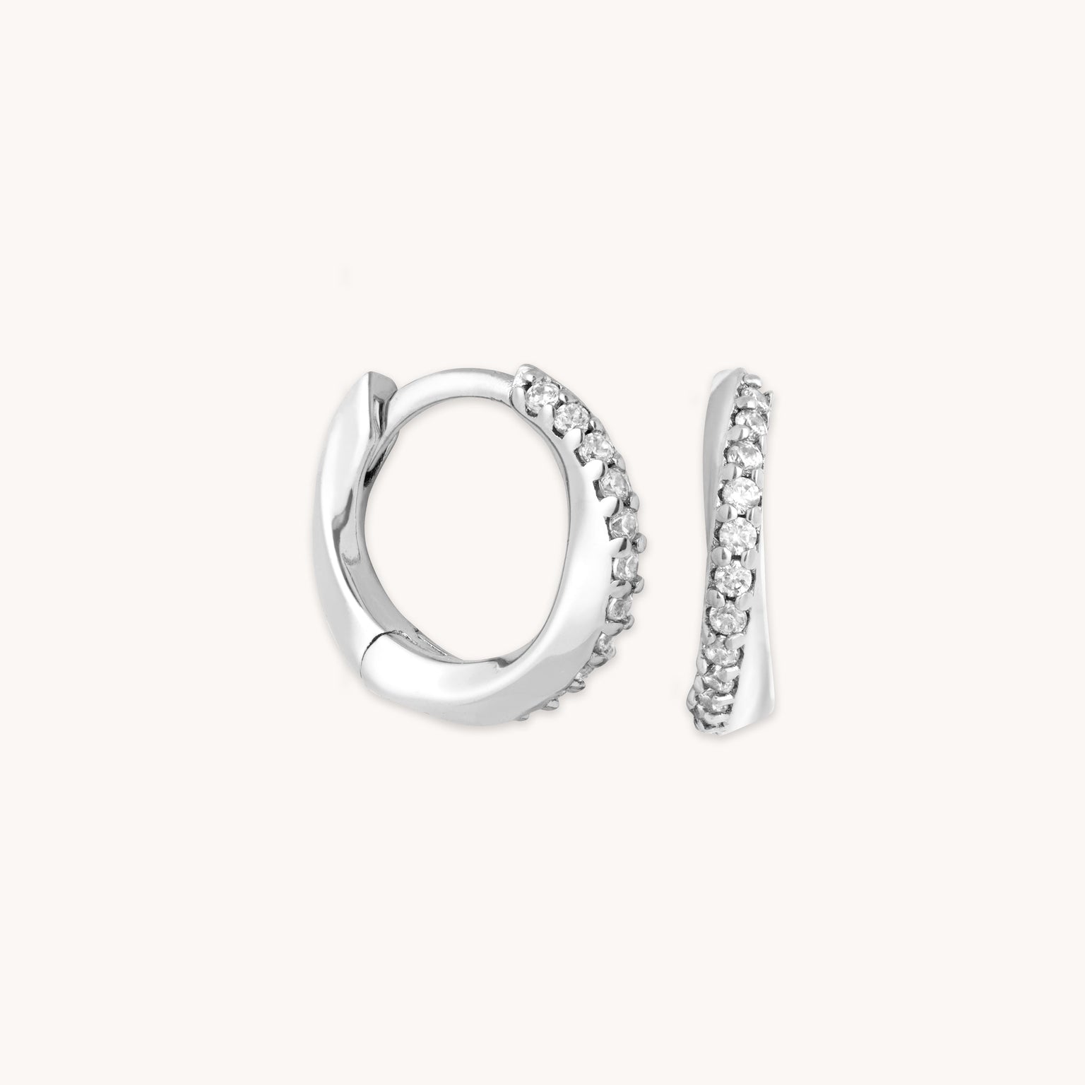 Orbit Crystal Huggies in Silver