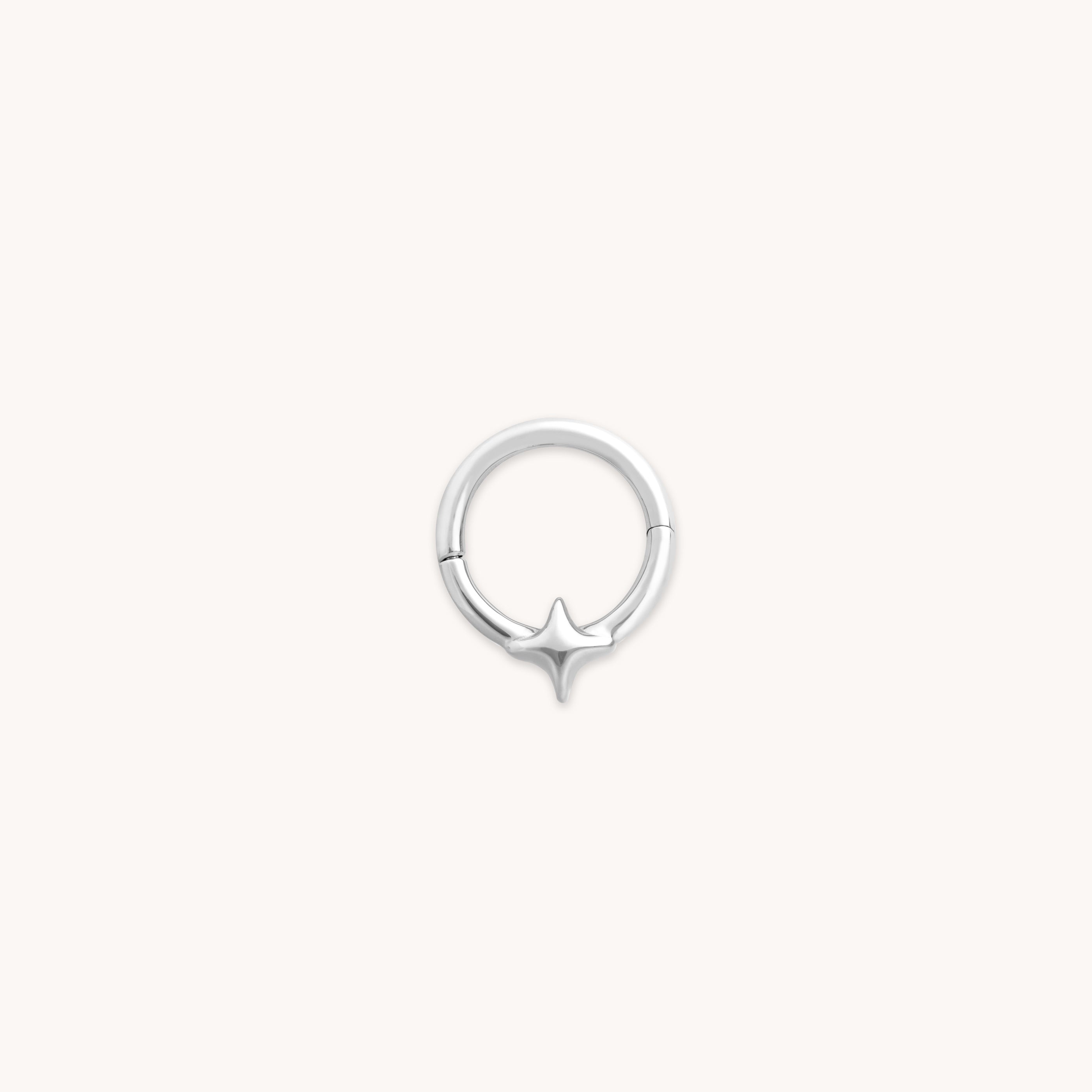 Cosmic Star Daith Hoop in Solid White Gold