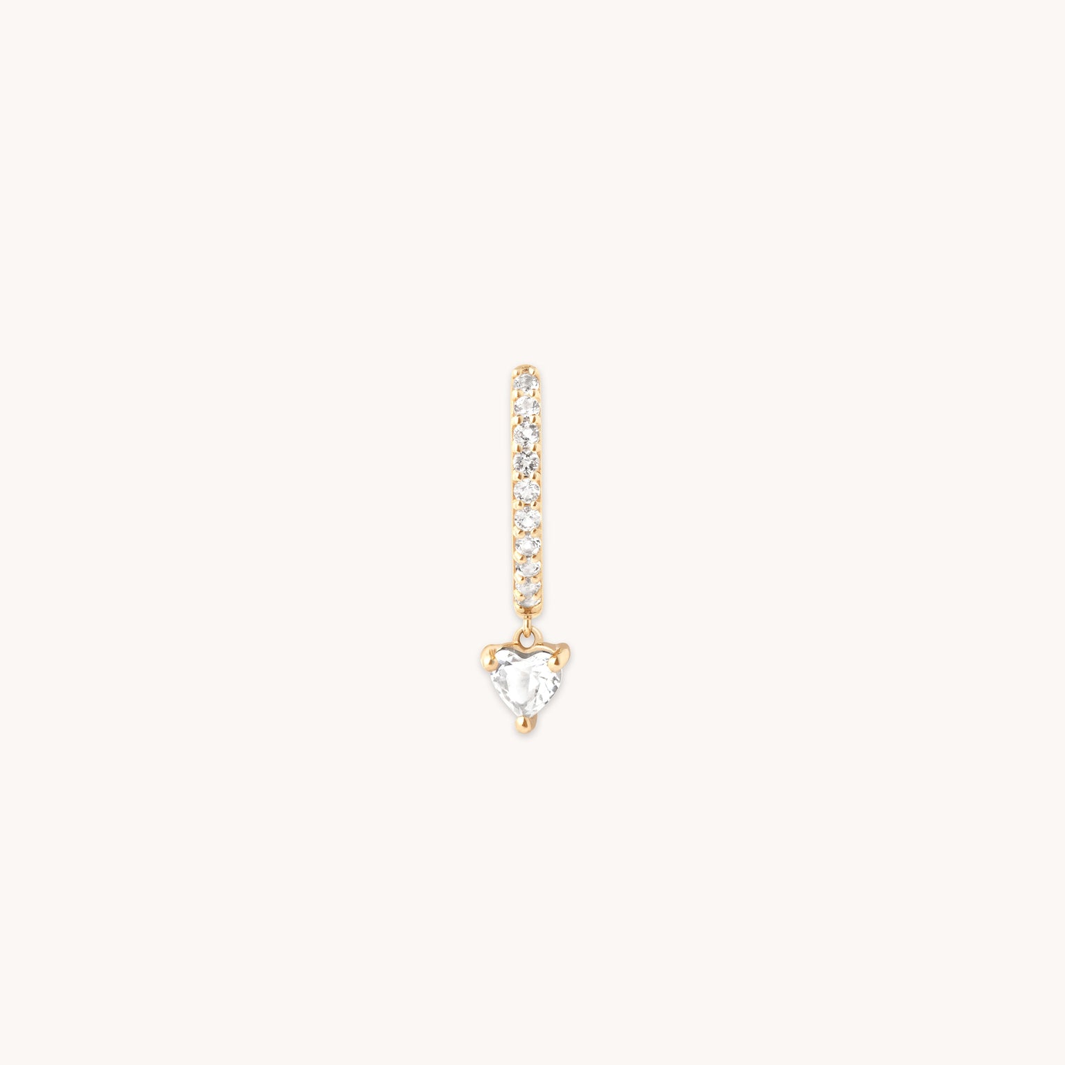 Heart Gem Drop Piercing Hoop in Solid Gold
