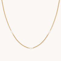 Station Navette Crystal Necklace in Gold