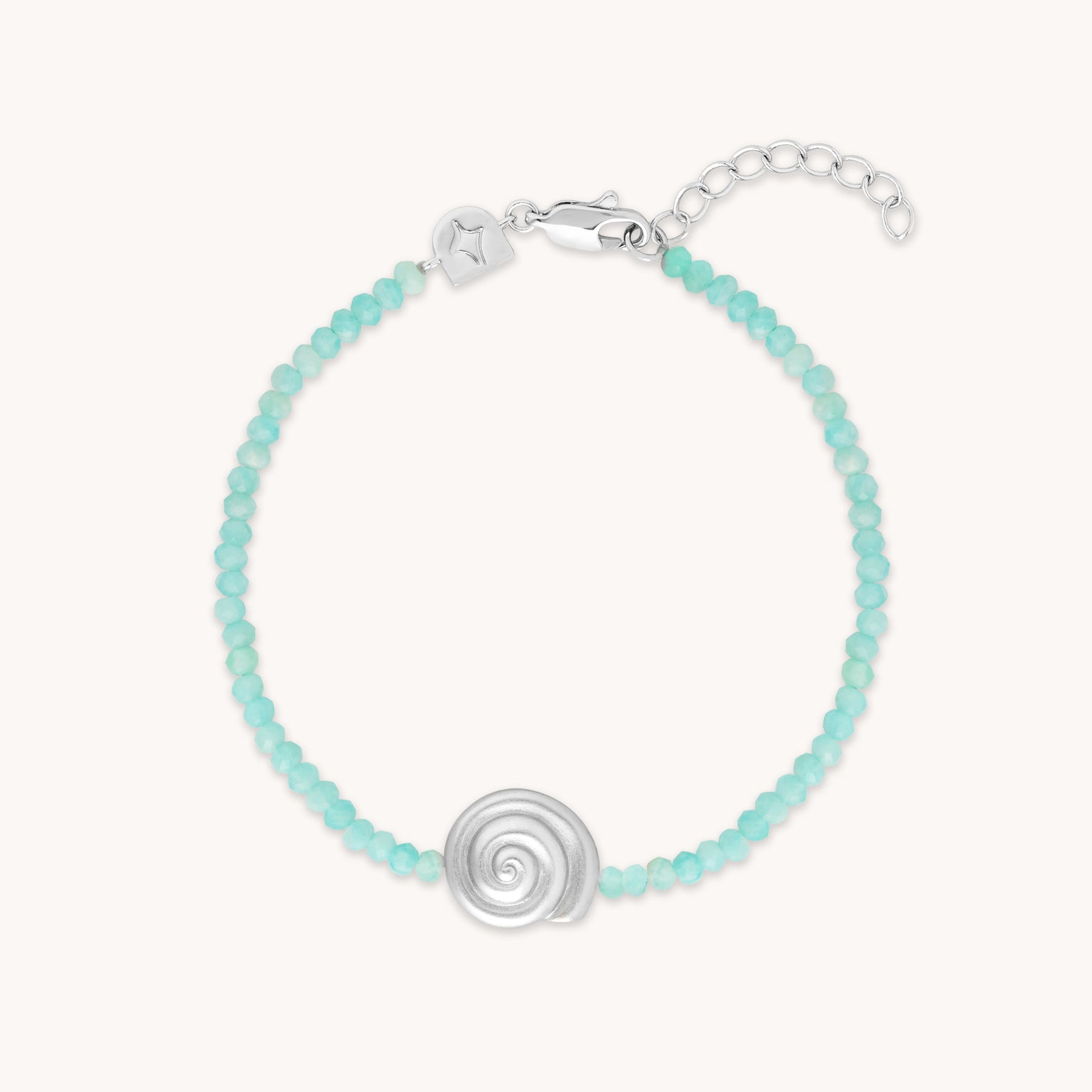Amazonite Shell Charm Bracelet in Silver