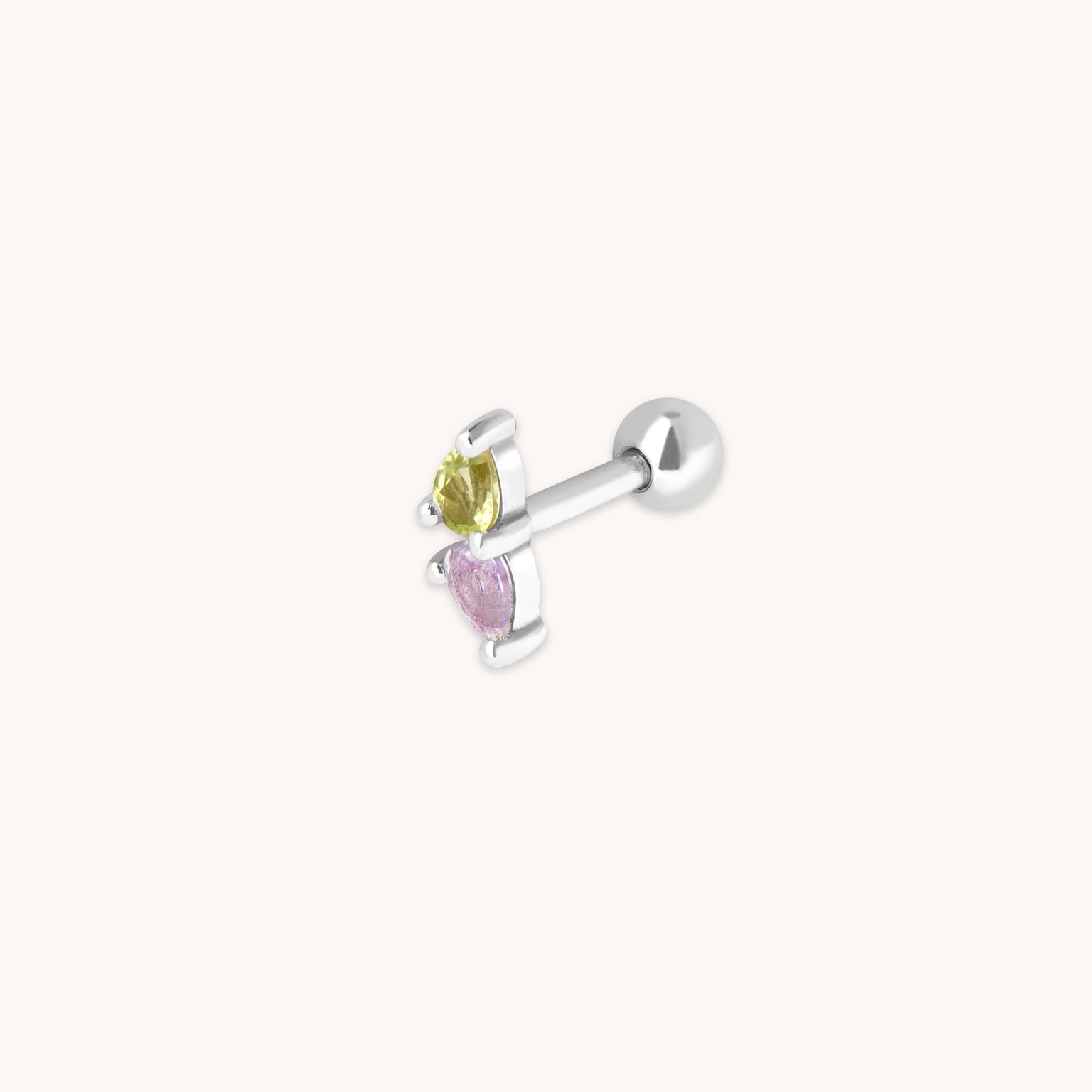 Olivine & Amethyst Barbell in Silver