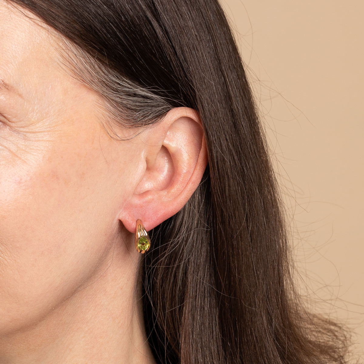 Olivine Wave Dome Hoops in Gold