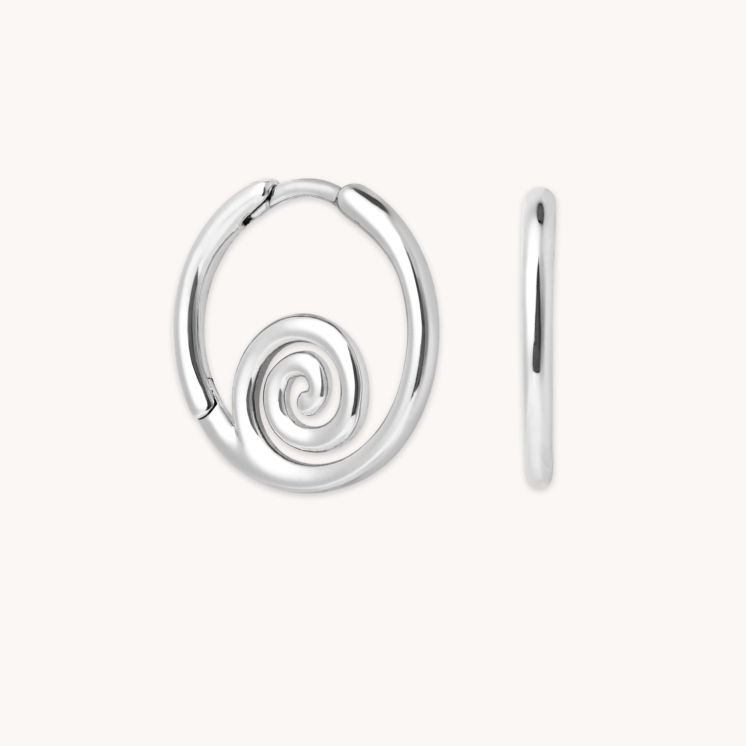 Shell Swirl Hoops in Silver