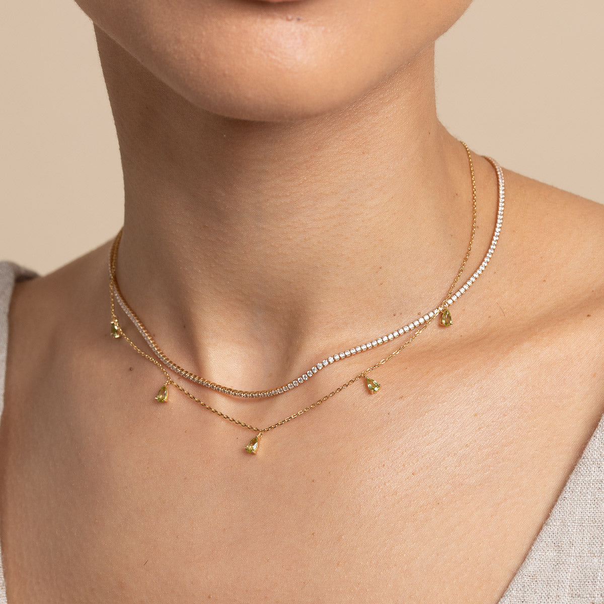 Olivine Charm Necklace in Gold