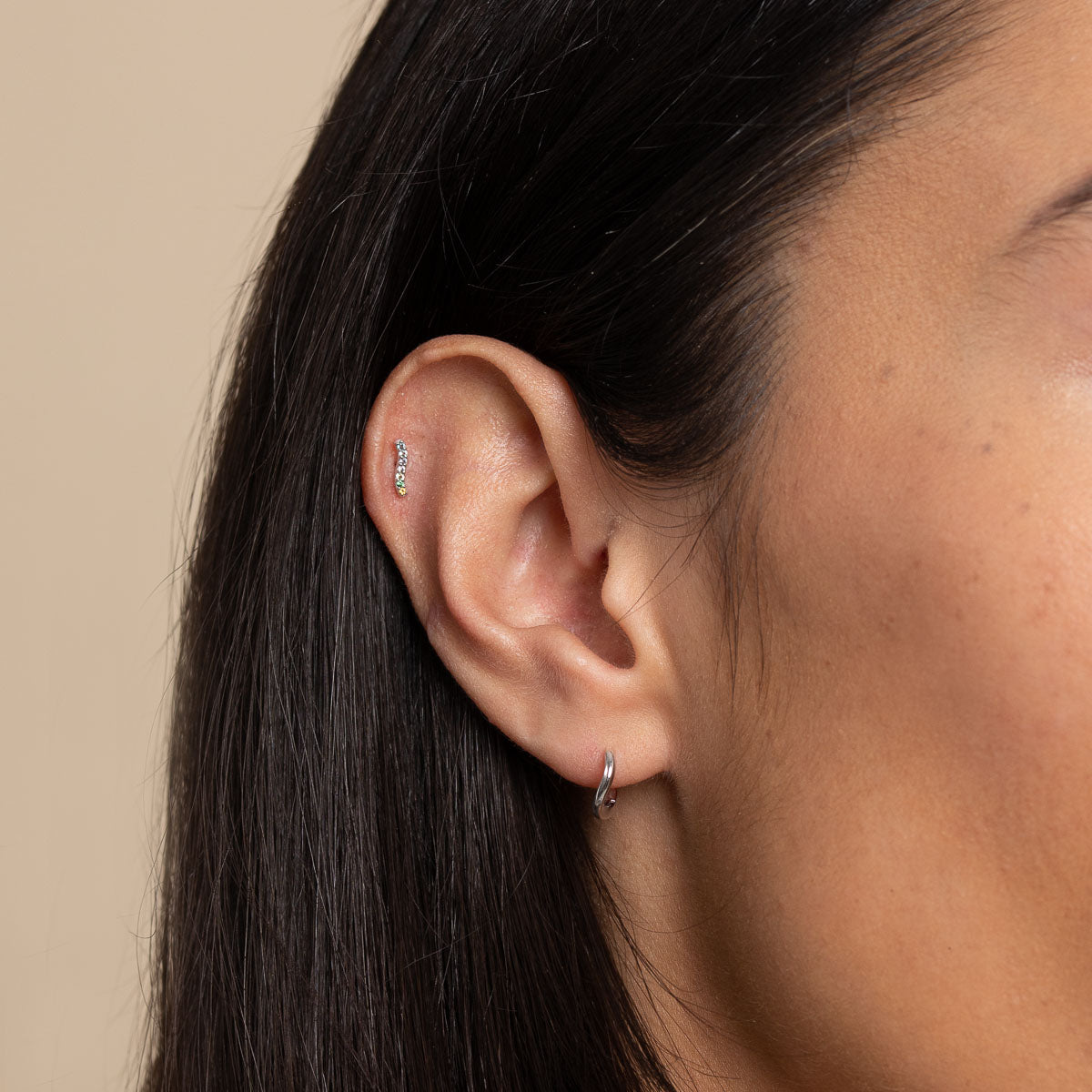 Ombré Wave Piercing Stud in Solid White Gold